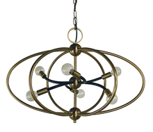  4948 AB/MBLACK - 6-Light Antique Brass/Matte Black Orbit Chandelier