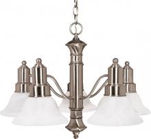  60/189 - Gotham - 5 Light Chandelier with Alabaster Glass - Brushed Nickel Finish