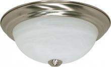  60/197 - 2 Light - 11" Flush with Alabaster Glass - Brushed Nickel Finish