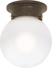  60/247 - 1 Light - 6" Flush with White Glass - Old Bronze Finish