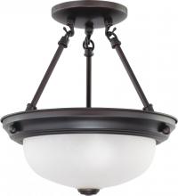  60/3148 - 2 Light - Semi Flush with Frosted White Glass - Mahogany Bronze Finish