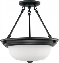  60/3149 - 2 Light - Semi Flush with Frosted White Glass - Mahogany Bronze Finish