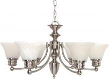  60/356 - Empire - 6 Light Chandelier with Alabaster Glass - Brushed Nickel Finish