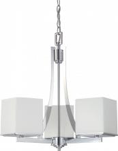  60/4085 - Bento - 3 Light Chandelier with Satin White Glass - Polished Chrome Finish