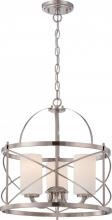  60/5333 - Ginger - 3 Light Pendant with Satin White Glass - Brushed Nickel Finish