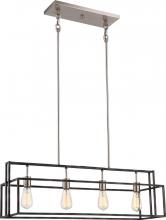  60/5859 - Lake - 4 Light Island Pendant - Iron Black Finish with Brushed Nickel Accents