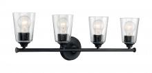  60/7284 - Bransel - 4 Light Vanity with Seeded Glass - Matte Black Finish