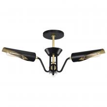  60/7296 - Marc 3 Light Dinette; Matte Black Finish; Gold Accents