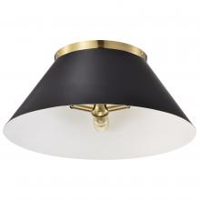  60/7420 - Dover; 3 Light; Large Flush Mount; Black with Vintage Brass