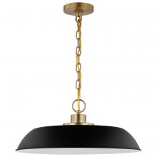  60/7484 - Colony; 1 Light; Medium Pendant; Matte Black with Burnished Brass