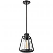  60/7551 - Everett; 1 Light; 7 Inch Mini Pendant; Matte Black Finish with Clear Glass