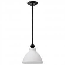  60/8024 - Russel; 10 Inch Mini Pendant; Matte Black with Satin White Glass