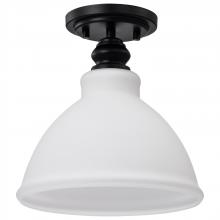  60/8025 - Russel; 10 Inch Semi Flush Mount; Matte Black with Satin White Glass