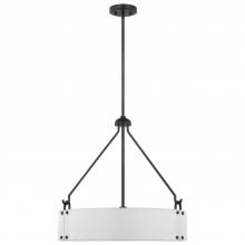  60/7692 - Halter; 4 Light Pendant; Medium Base; 60 Watt; Matte Black Finish; White Fabric Shade