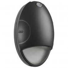  65/881 - Oval Small Emergency Wall Pack; LED; CCT Selectable; Photocell; Black Finish