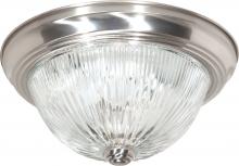  SF76/610 - 2 Light - 13" Flush with Ribbed Glass - Brushed Nickel Finish