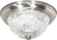  SF76/611 - 3 Light - 15" Flush with Ribbed Glass - Brushed Nickel Finish