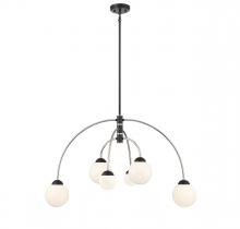  M100114MBKPN - 6-Light Chandelier in Matte Black with Polished Nickel