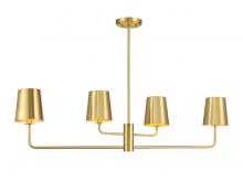  M100127NB - 4-Light Linear Chandelier in Natural Brass