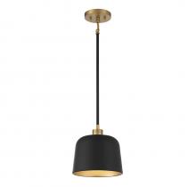  M70118MBKNB - 1-Light Pendant in Matte Black with Natural Brass