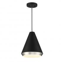  M70122MBKPN - 1-Light Pendant in Matte Black with Polished Nickel