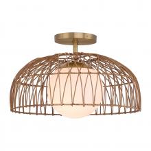  M7043NB - 1-Light Convertible Pendant or Semi-Flush in Natural Brass