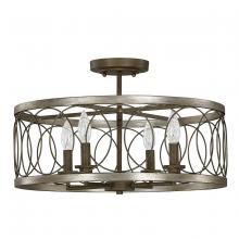  9A142A - 4-Light Semi-Flush Mount in Silver and Bronze