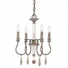  9A193A - 4-Light Chandelier in Distressed Grey and White French Antique