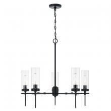  AA1017MB - 5-Light Chandelier in Matte Black with Clear Glass