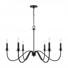  AA1029MB - 6-Light Chandelier in Matte Black with Decorative Double Bobeches